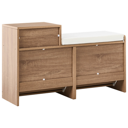 Shoe Storage Cabinet With Seat 2 Compartments Light Brown