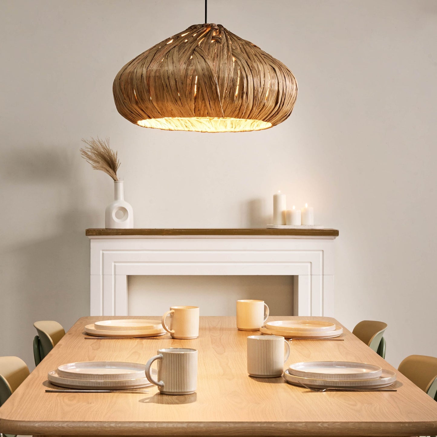 Water Hyacinth Pendant Lamp Boho Handmade Living Room