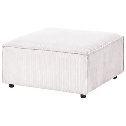 Element Off White Corduroy Ottoman Square Footstool With Black Legs