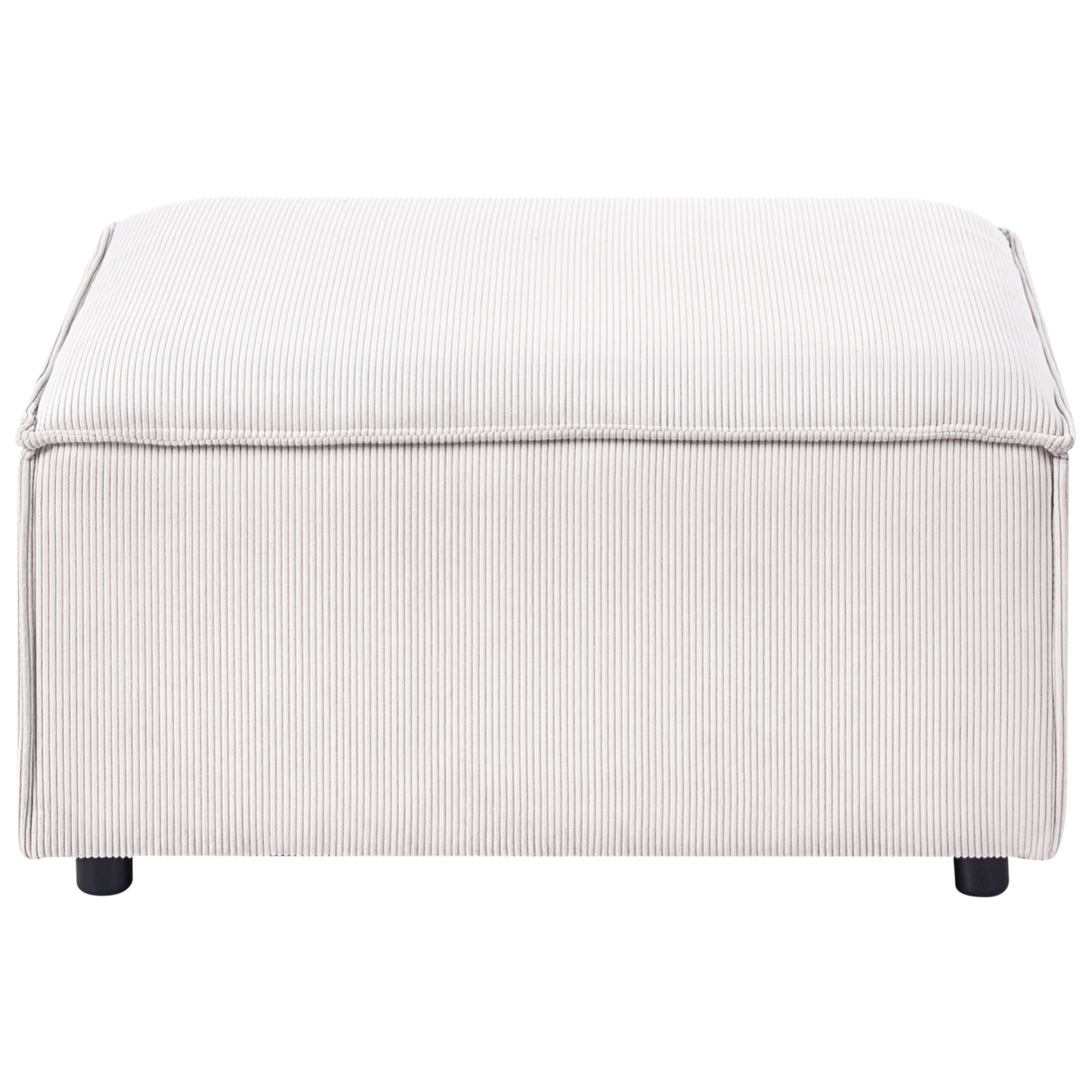 Element Off White Corduroy Ottoman Square Footstool With Black Legs
