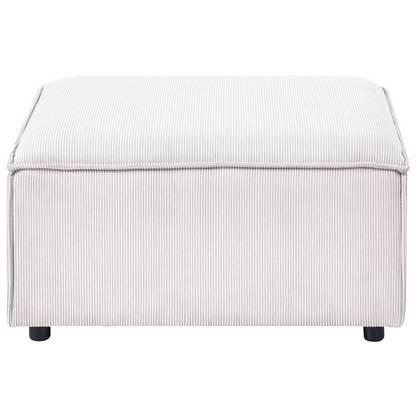 Element Off White Corduroy Ottoman Square Footstool With Black Legs