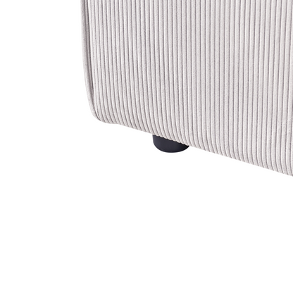 Element Off White Corduroy Ottoman Square Footstool With Black Legs