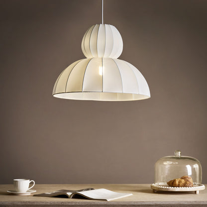 Faux Silk Pendant Lamp White Ceiling Light