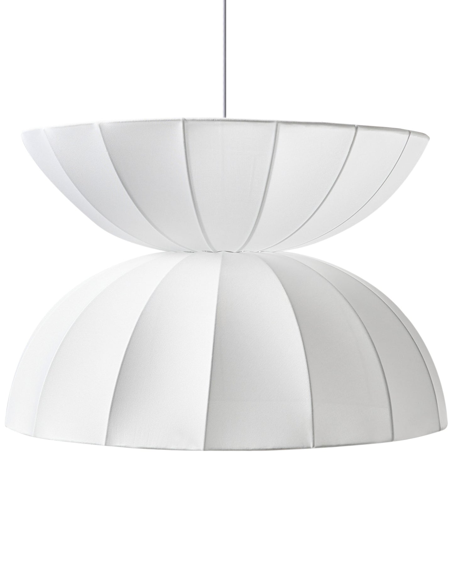 Pendant Lamp Faux Silk White Handcrafted Modern Ceiling Light For Living Room