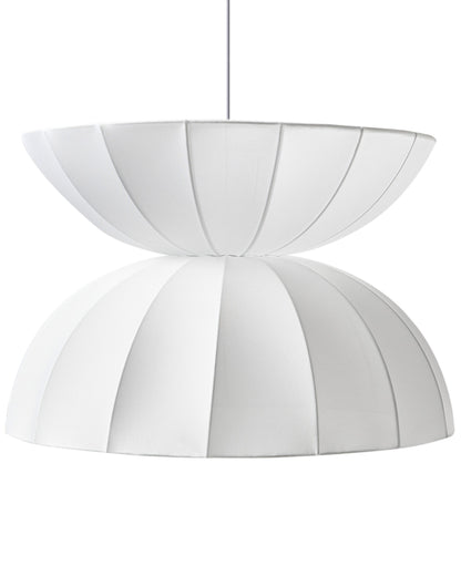 Pendant Lamp Faux Silk White Handcrafted Modern Ceiling Light For Living Room