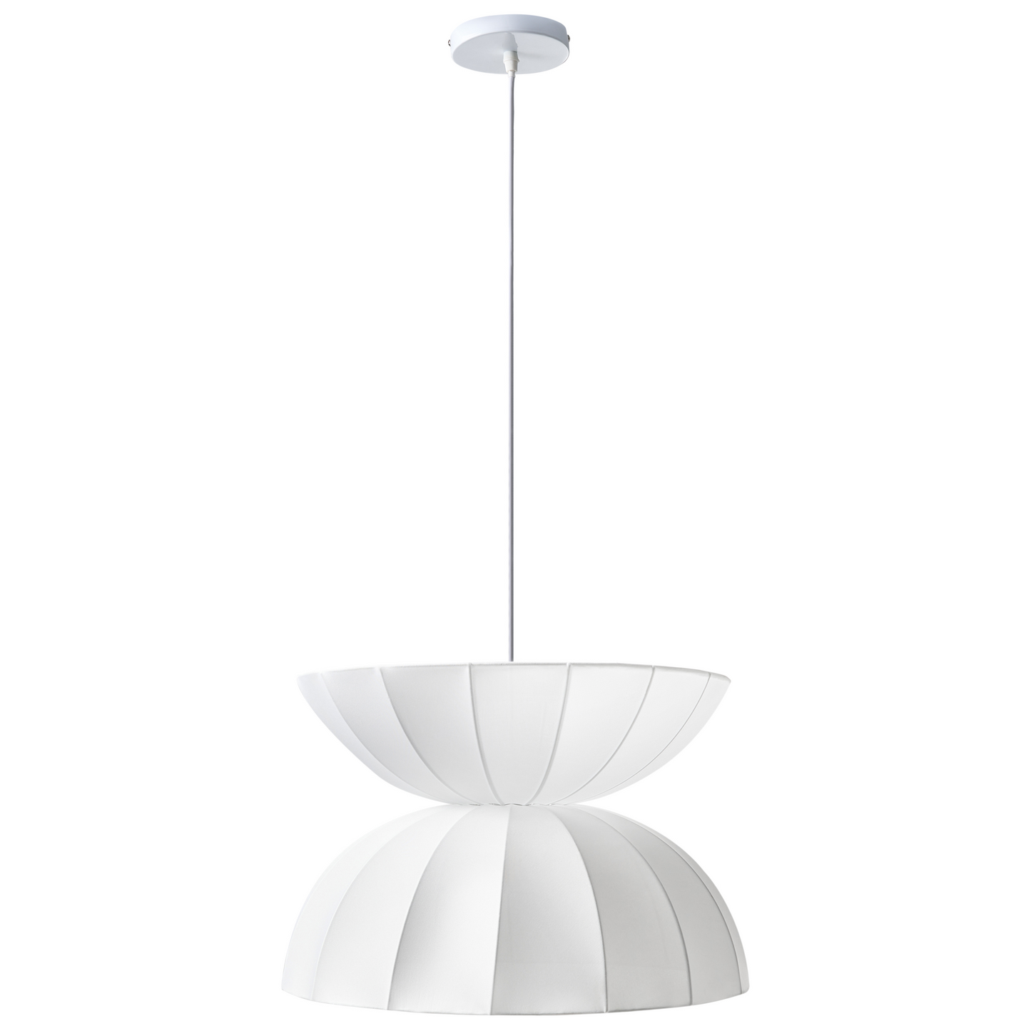 Pendant Lamp Faux Silk White Handcrafted Modern Ceiling Light For Living Room