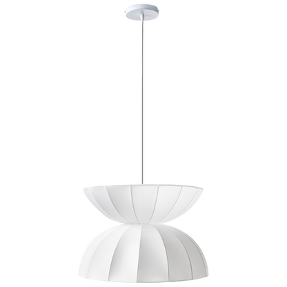 Pendant Lamp Faux Silk White Handcrafted Modern Ceiling Light For Living Room