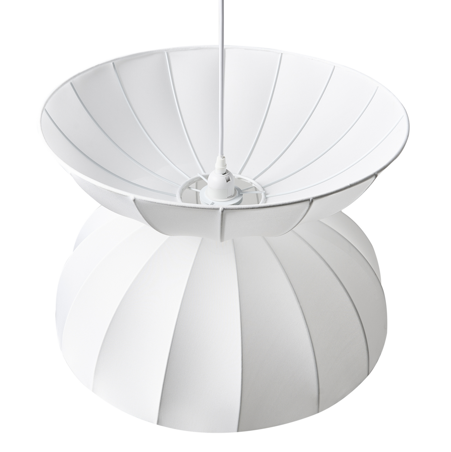 Pendant Lamp Faux Silk White Handcrafted Modern Ceiling Light For Living Room