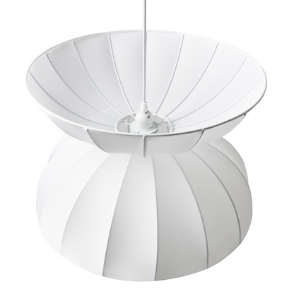 Pendant Lamp Faux Silk White Handcrafted Modern Ceiling Light For Living Room