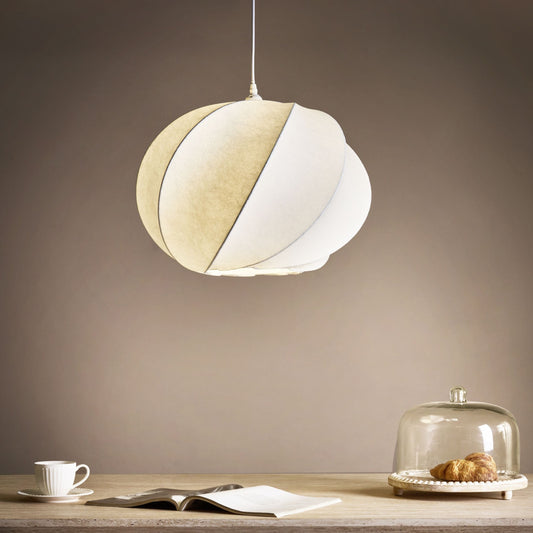 Faux Silk Pendant Lamp White Handmade Modern Ceiling Light