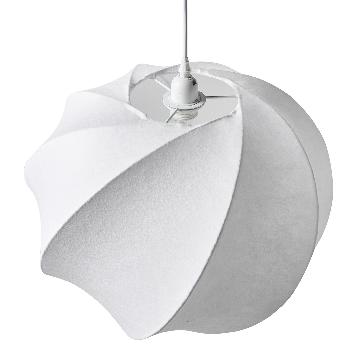 Faux Silk Pendant Lamp White Handmade Modern Ceiling Light