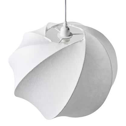 Faux Silk Pendant Lamp White Handmade Modern Ceiling Light