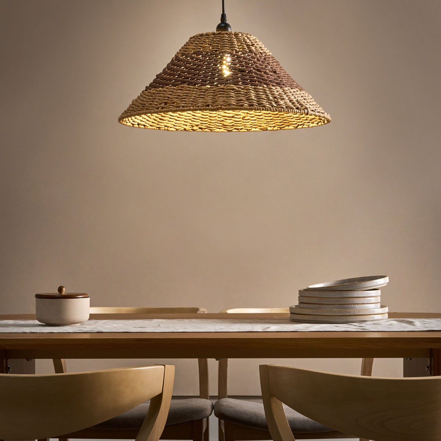 Pendant Lamp Paper Rope Natural Ceiling Light Plaited Shade