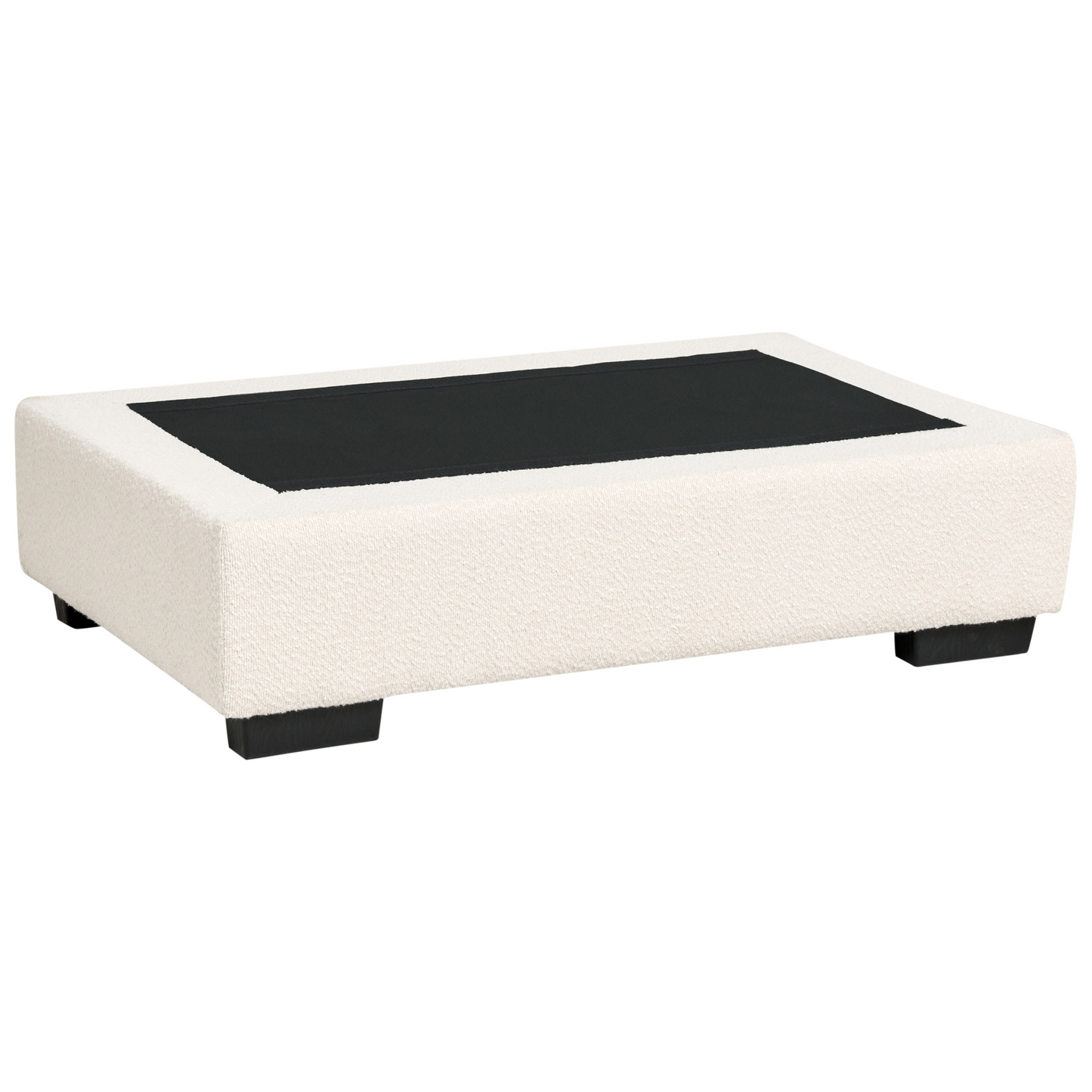 Light Beige Polyester Boucle Upholstered Ottoman Footstool