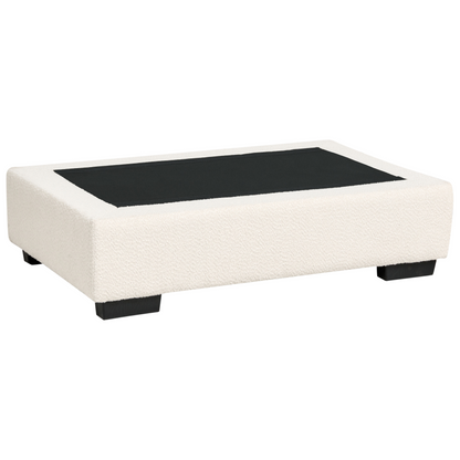 Light Beige Polyester Boucle Upholstered Ottoman Footstool