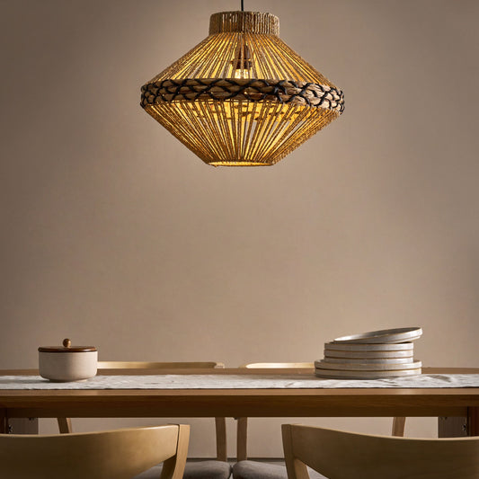 Boho Pendant Lamp Paper Rope Shade