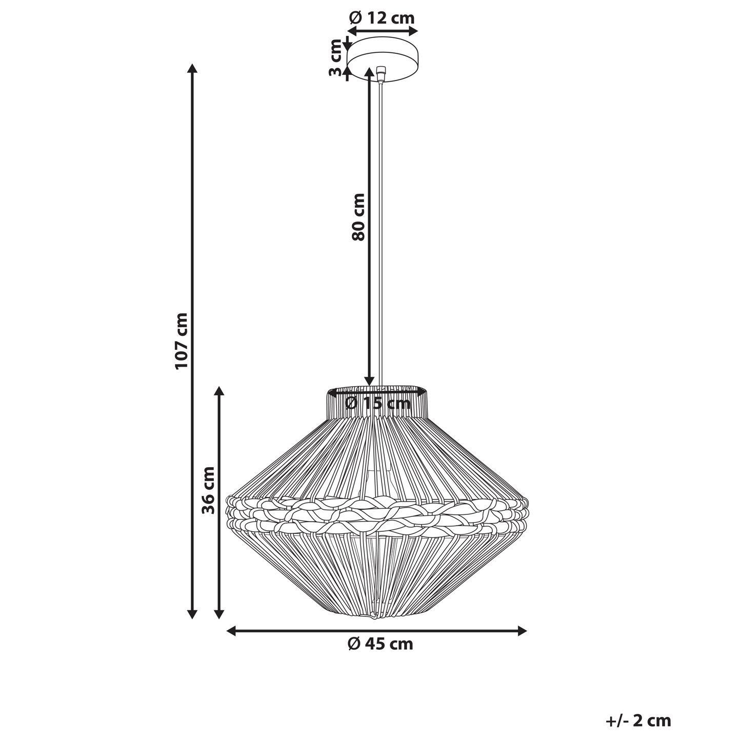 Boho Pendant Lamp Paper Rope Shade