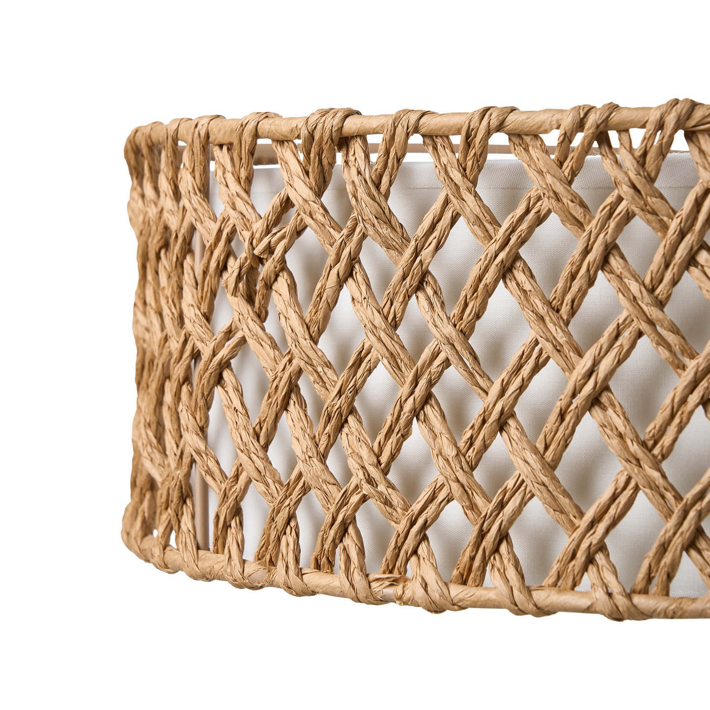 Natural Paper Rope Pendant Lamp With Plaited Shade For Dining And Living Rooms