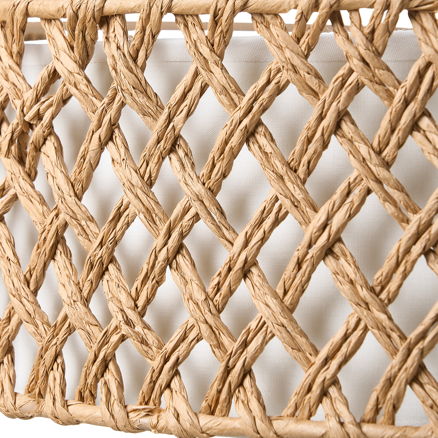 Natural Paper Rope Pendant Lamp With Plaited Shade For Dining And Living Rooms