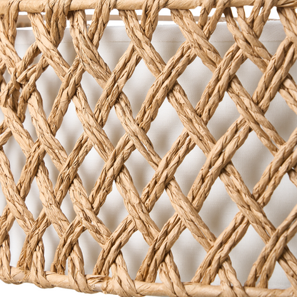 Natural Paper Rope Pendant Lamp With Plaited Shade For Dining And Living Rooms