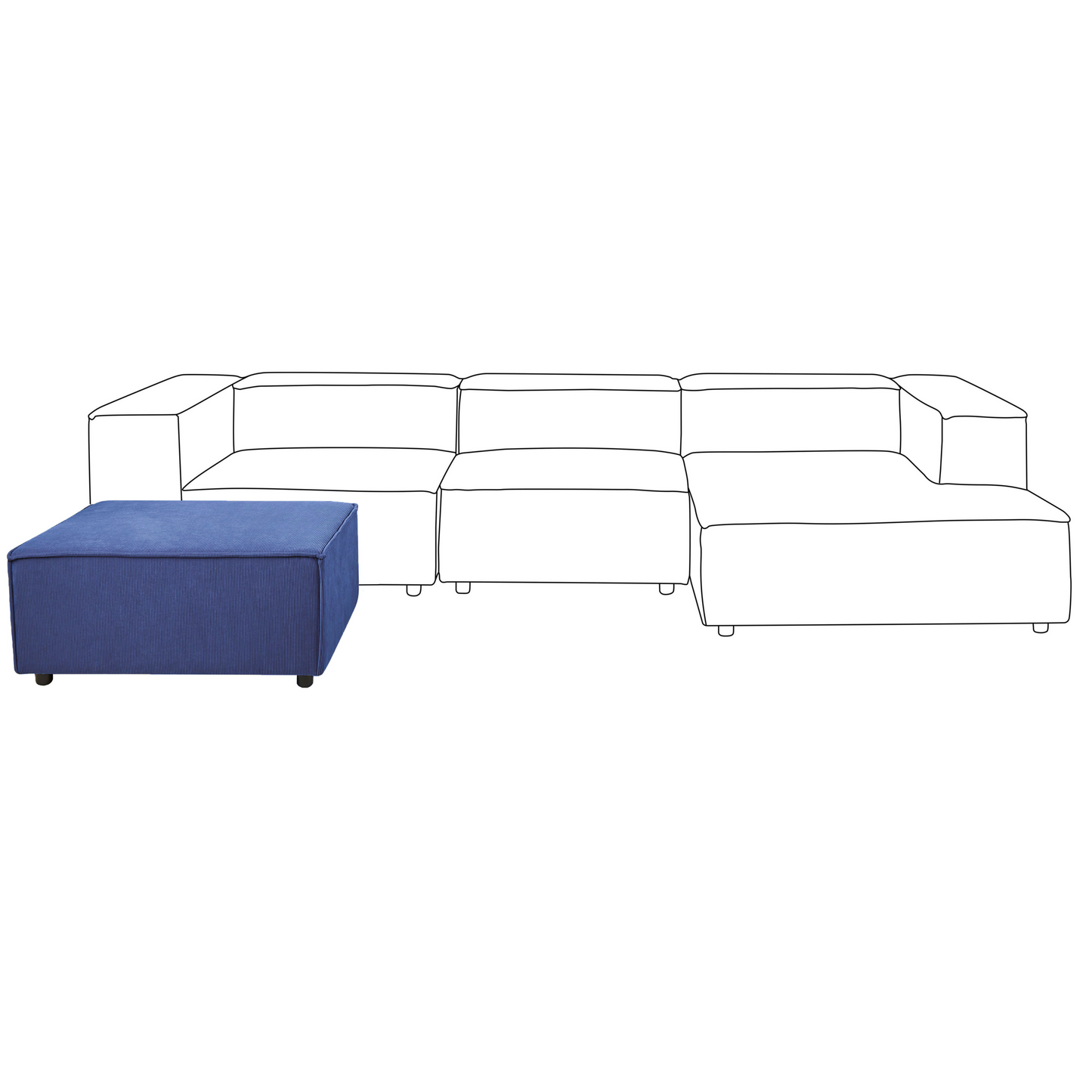 Element Dark Blue Corduroy Ottoman Footstool With Black Legs