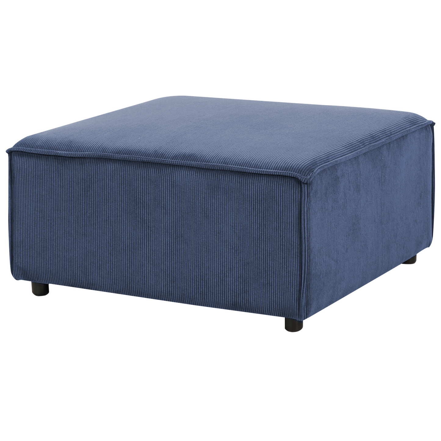 Element Dark Blue Corduroy Ottoman Footstool With Black Legs