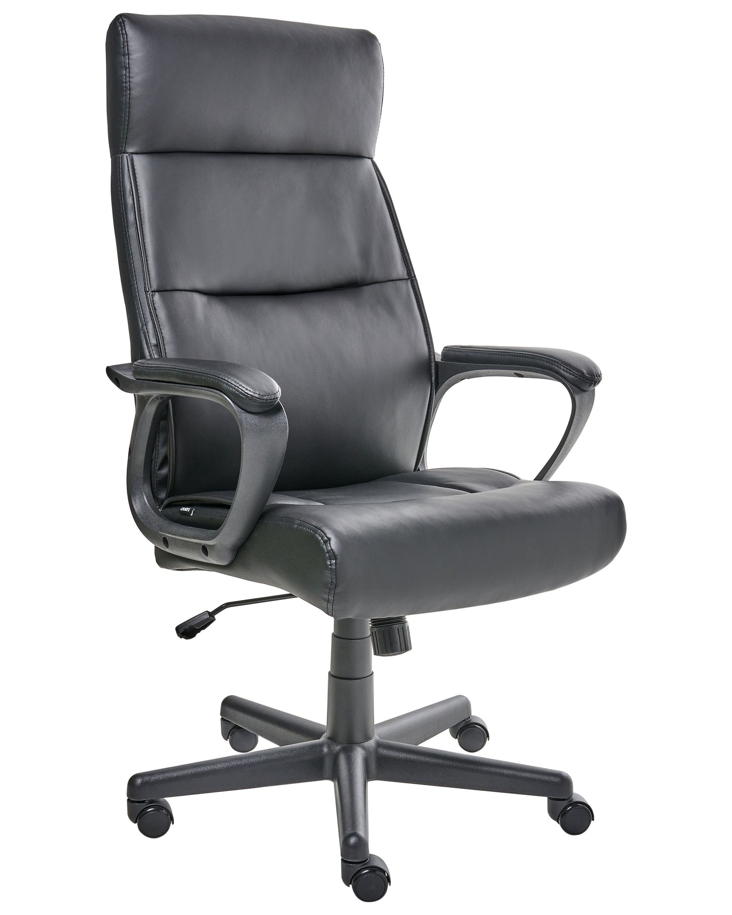 Executive Office Chair Black Faux Leather Swivel With Adjustable Height And Armrests For Home Office