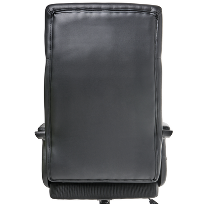 Executive Office Chair Black Faux Leather Swivel With Adjustable Height And Armrests For Home Office