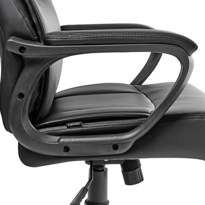 Executive Office Chair Black Faux Leather Swivel With Adjustable Height And Armrests For Home Office