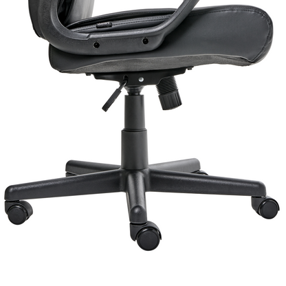 Executive Office Chair Black Faux Leather Swivel With Adjustable Height And Armrests For Home Office