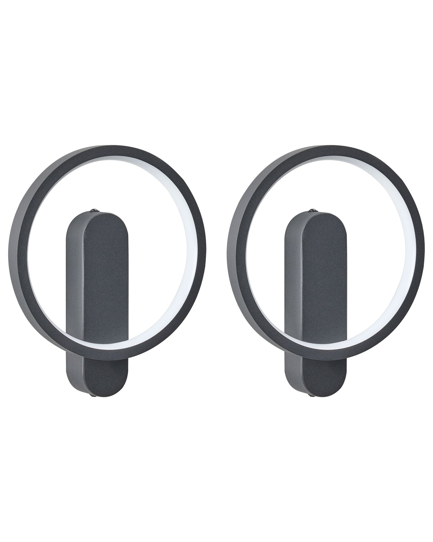 2pc LED Wall Lamps Black Round Metal Silicone Powder Coated