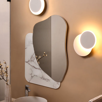 Lighting Set Of 2 Matte White LED Round Shade Wall Lamps