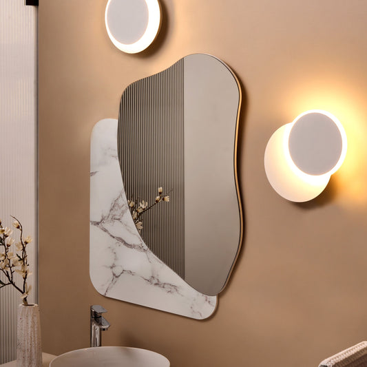 Lighting Set Of 2 Matte White LED Round Shade Wall Lamps