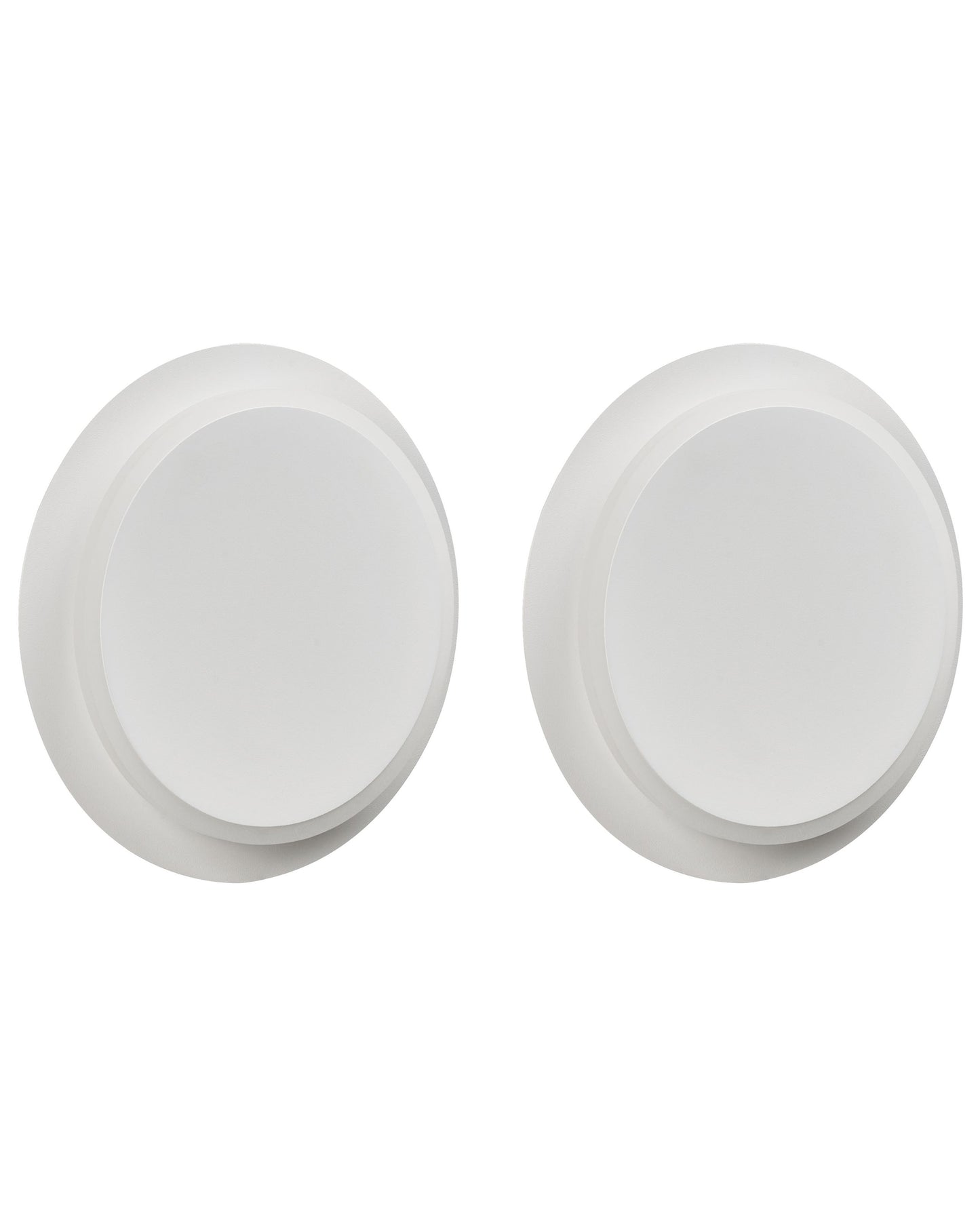 Lighting Set Of 2 Matte White LED Round Shade Wall Lamps
