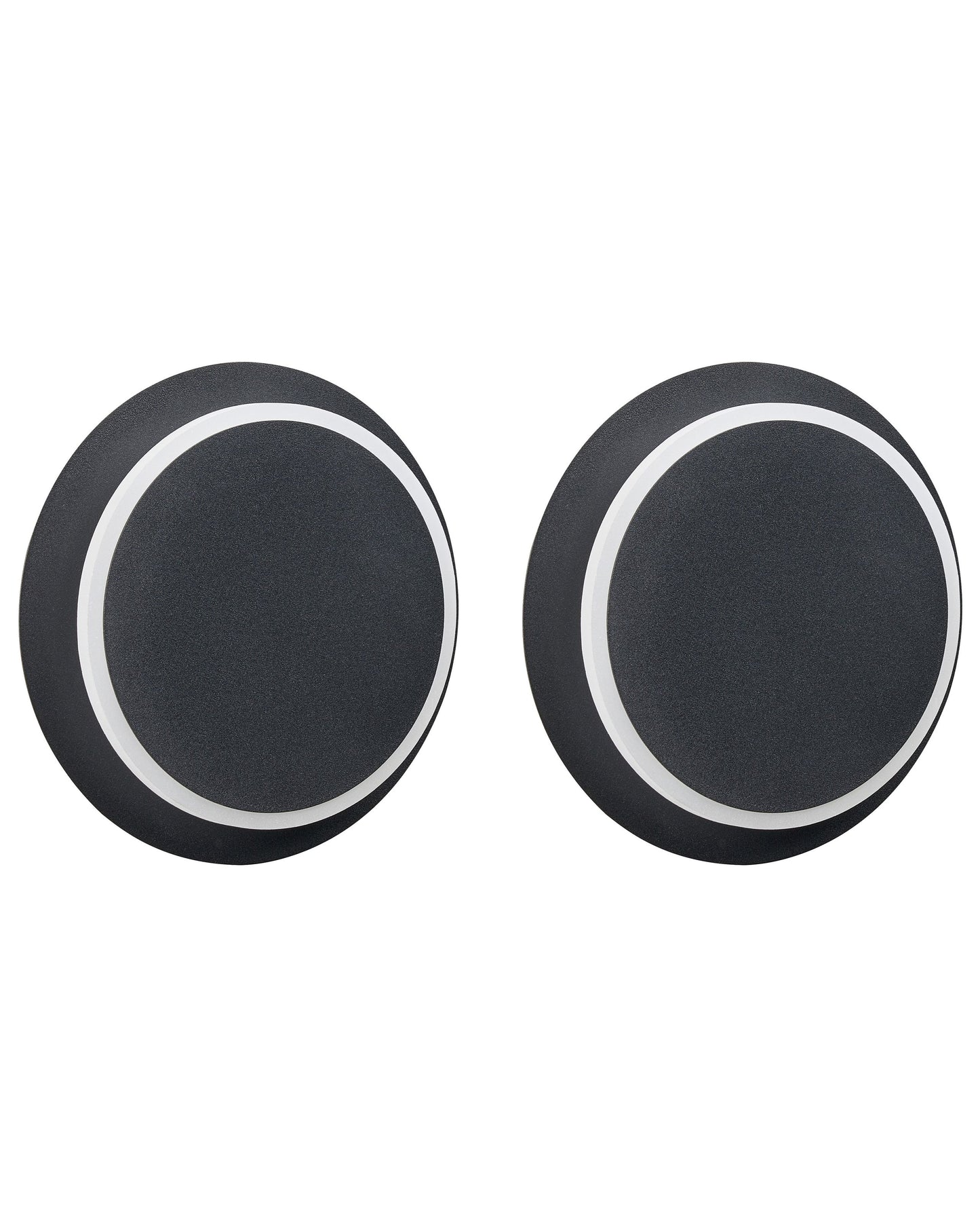 Set of 2 LED Wall Lamps Black Matte Round Shade Adjustable