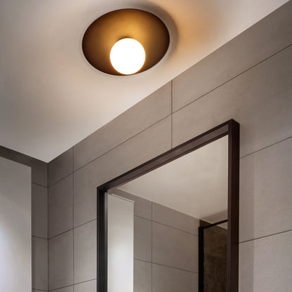 Ceiling Lamp Black Metal Flush Mount Round Modern