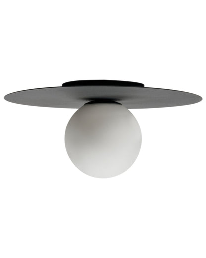 Ceiling Lamp Black Metal Flush Mount Round Modern