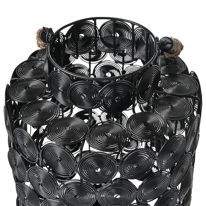 Lantern Black Metal With Jute Handle 35cm