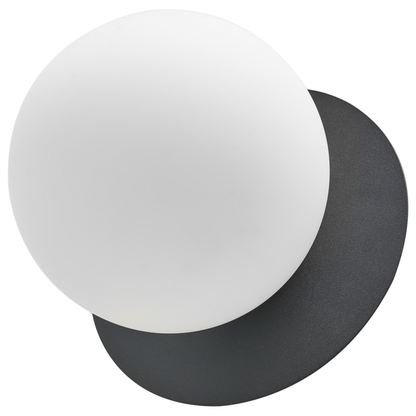 Set of 2 Modern Wall Lamps Black Metal Base Glass Shade Elegant Home Lighting