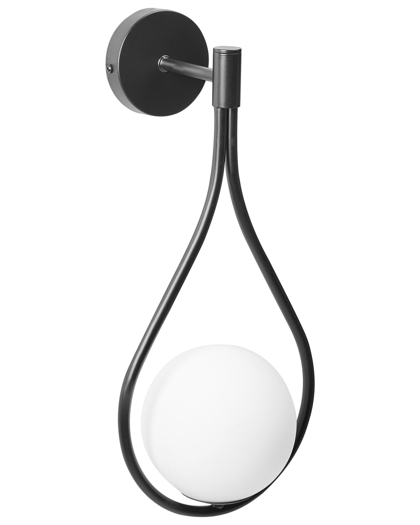 Wall Lamp Black Metal Base Glass Shade Tear Form Modern Glam Home Accent Lighting