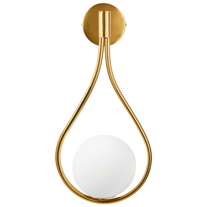 Wall Lamp Gold Metal Base Glass Shade Elegant Tear Form Modern Glam Lighting