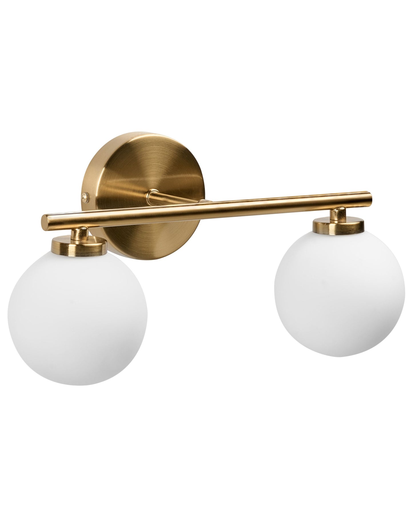 Wall Lamp 2 Lights Brass White Glass Globe Shade Modern