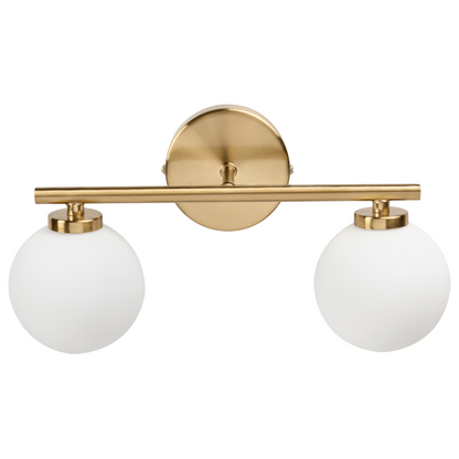Wall Lamp 2 Lights Brass White Glass Globe Shade Modern