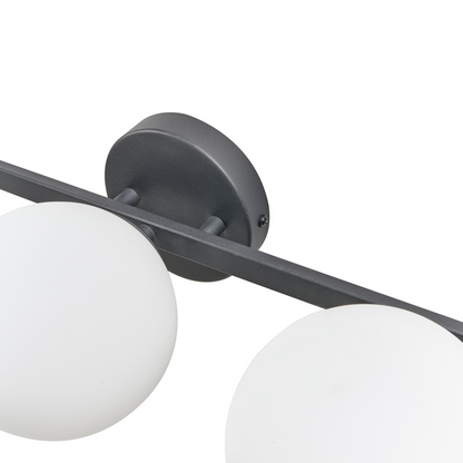 Wall Lamp 3 Lights Milky Glass Shade Black Modern