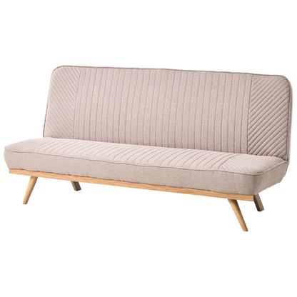 Sofa Bed Light Brown Fabric Upholstery 2 Seater Tufted Backrest Metal Legs Wood Finish Armless