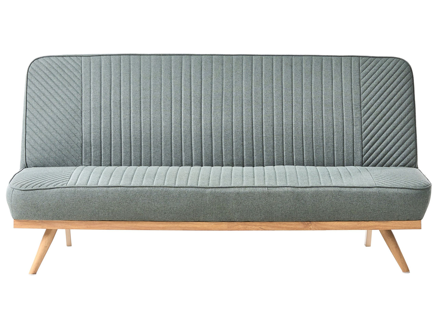 Sofa Bed Green Fabric Tufted 2 Seater Armless Metal Legs