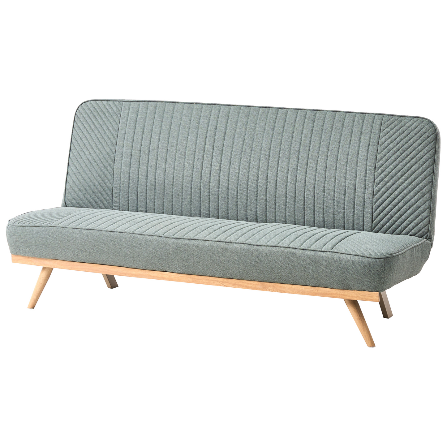 Sofa Bed Green Fabric Tufted 2 Seater Armless Metal Legs