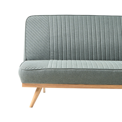 Sofa Bed Green Fabric Tufted 2 Seater Armless Metal Legs