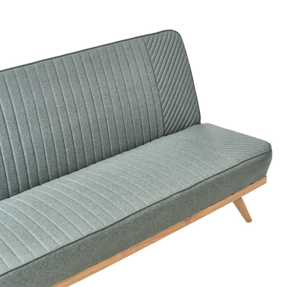Sofa Bed Green Fabric Tufted 2 Seater Armless Metal Legs