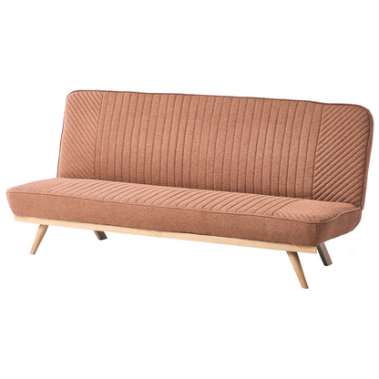 Sofa Bed Golden Brown Fabric Tufted 2 Seater Armless
